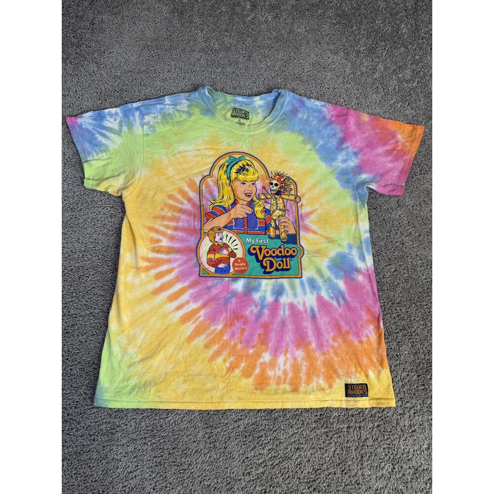 Steven Rhodes Shirt Mens L Multicolor My First Voodoo Doll Graphic Crew Neck
